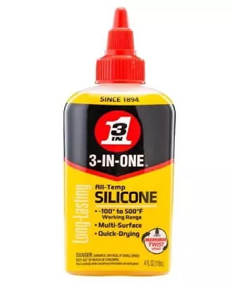 3-IN-ONE All-Temp Silicone Drip Oil Long-Lasting Lubricant 4 Oz. • $6.66