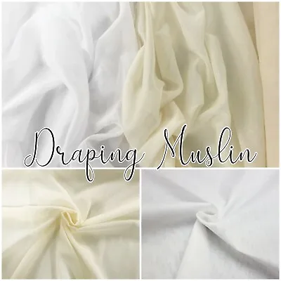 Cotton Draping Muslin Fabric Lightweight 100% Cotton Curtain Material 150cm Wide • £14.99