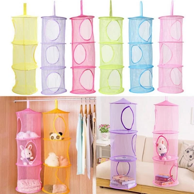 £5.99 • Buy 3 Shelf Hanging Bag Door Holder Net Kids Toy Storage Organizer Closet Hanger UK