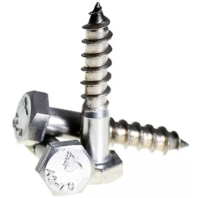 £0.99 • Buy M5 M6 M8 M10 A2 Stainless Steel Coach Screws Hex Head Lag Bolts Wood Screw