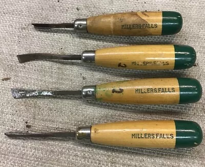 Set Of 4 WOOD CARVING CHISELS *MILLERS FALLS #106* (B95) • $60