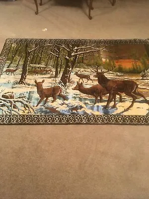 Vintage Deer Stag Woods Tapestry Wall Hanging Rustic Cabin Lodge 48  X 72  • $36.75