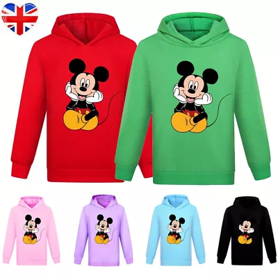 Kids Boys Girls Mickey Mouse Hoodie Sweatshirt Casual Hooded Jumper Pullover UK • £8.99