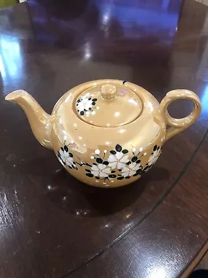 Vintage Lustreware Teapot Handpainted Made In Japan Irredescent Peach • $9