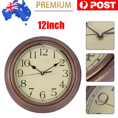 Silent Non-Ticking Wall Clock 30cm Quartz Round Wall Clock Home Office Decor AU • $20.99