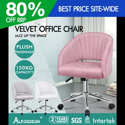 ALFORDSON Velvet Office Chair Swivel Armchair Computer Desk Work Adult Kids • $139.95