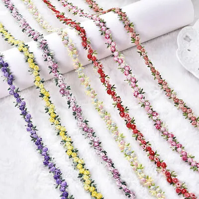 £3.79 • Buy 2Yard Flower Embroidered Trim Lace Ribbon Fabric DIY Wedding Dress Sewing Supply