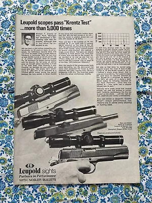 Vintage 1976 Leupold Hunting Sights Scopes Print Ad “Krentz Test” Ad Only • $6.90