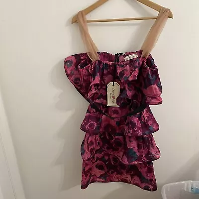 2010 LANVIN X  H&M Women's Pink Floral Ruffled Tiered Dress US • $150