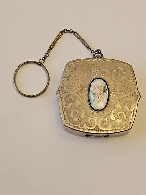 Guilloche Enamel Finger Dance Ring Mirror Compact Vintage • $36