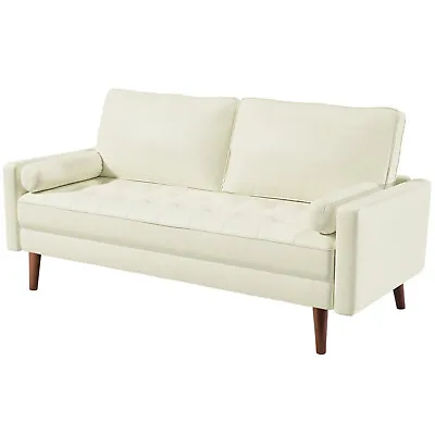 Modern 3 Seater Sofa Couch Love Seat Sofa Settee Cushion Armrest Pillows White • $209.98