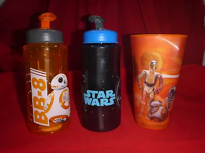 Star Wars BB8 Plastic Tumbler Cup & 2 Sippie Cups Mug Thermos R2D2 C3PO Droids • $17.77