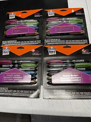 4 Pk Lot Elmers Board Mate Permanent Metallic Magic Marker Asst Metallic Colors • $29.97