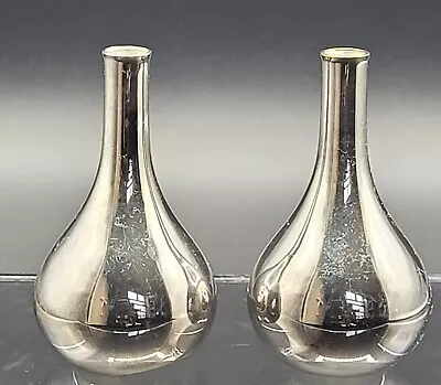 £24.99 • Buy Danish MCM DANSK `DESIGN WITH LIGHT`Silver ONION Mini Taper Candle Holder Set