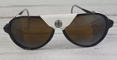 Vintage French White Leather Glacier Aviator Sunglasses • $74.50