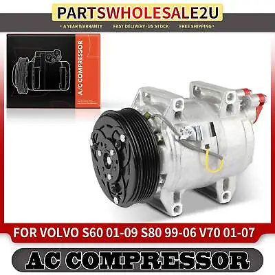 New A/C Compressor W/ Clutch For Volvo S60 S80 V70 XC70 XC90 6-Groove 360005760 • $130.99