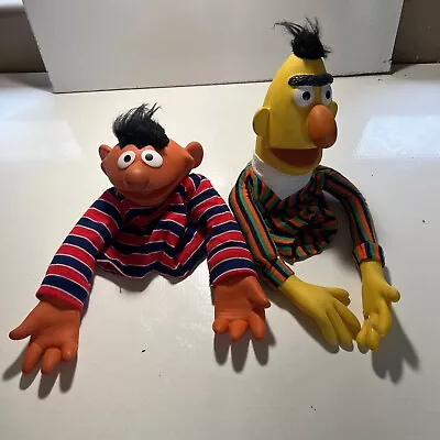 Vintage 1970’s Bert And Ernie Muppet Hand Puppets Sesame Street Vinyl Cloth • $50