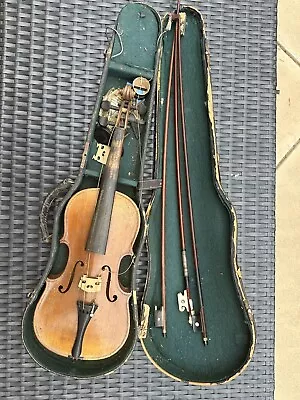 Vintage Violin With Case And 3 Bows. For Restoration. • $185.95