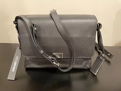 NWT JOY GRYSON Black Leather Olivia Harris Square Crossbody Silver Shoulder Bag • $69.99