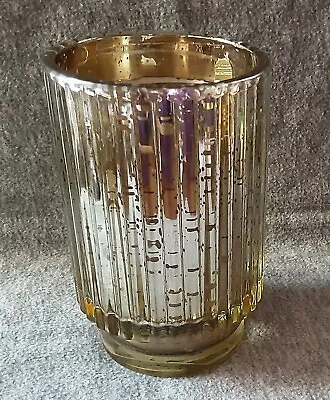 Threshold Ribbed Mercury Glass Fireside Glow Footed Jar Candle Gold 11.4oz • $14.99