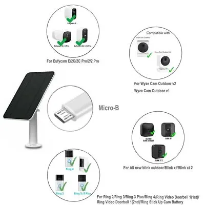 4W Solar Panel For RingBlinkEufyWyze Solar Charging Panel Micor USB+Type C • $24.99