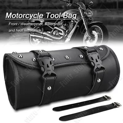 Motorcycle Front Fork Tool Bag PU Leather Handlebar Sissybar Storage Bag General • $9.99