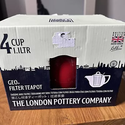London Pottery Geo Filter 4 Cup Ceramic Teapot In Red By Creative Tops BNIB • £35