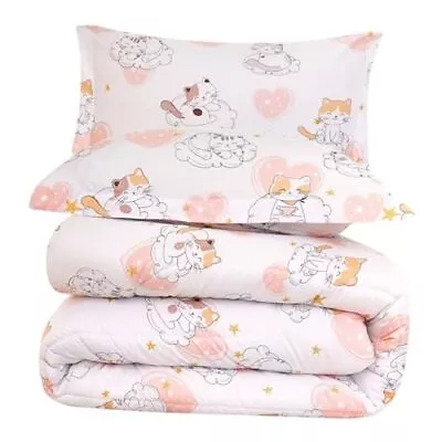  Kids Comforter Set For Girls Size Cute Quilted Pink Heart Printed Full Cat • $45.94
