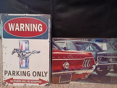 Mustang Metal Sign Lot Of 2! New SEALED! Vintage Look. • $23