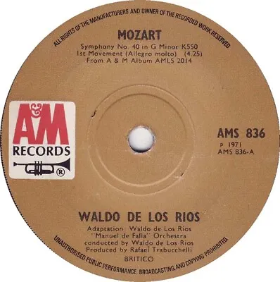 Waldo De Los Rios ‎– Mozart Symphony No. 40 In G Minor K550 - UK 7  Single • £3.84