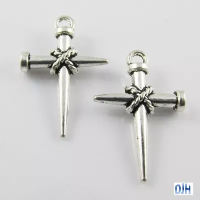 Bulk Nail Cross Charm Pendant Religious Christian 24x16mm Select Qty • $3.88