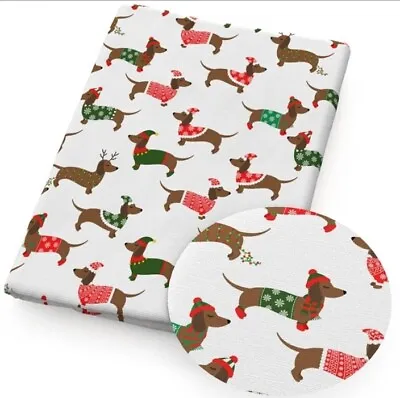 Christmas FAUX LEATHER SHEET 8  X 12  1231468 Dog Dachshund SMOOTH TEXTURE • $2.06