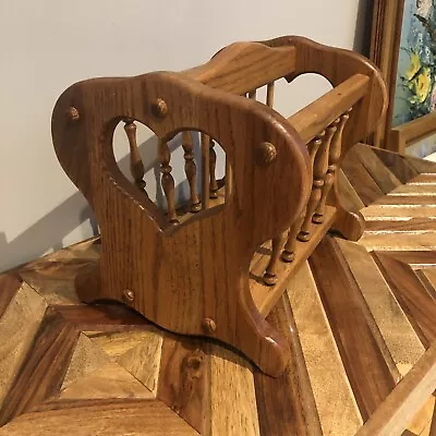 $60 • Buy Small Amish Heart Cutout Solid Oak Wood Magazine/Newspaper Rack