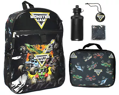 Monster Jam Monster Trucks Backpack Lunch Bag Water Bottle 5 PC Mega Set • $37.95