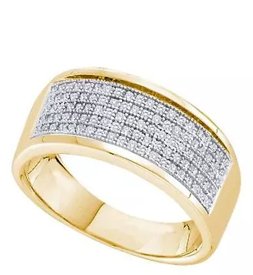 .30ct Diamond Band 6 Row Micro Pave 10K Yellow Gold Size 7 • $399