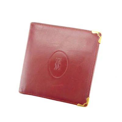 $181.28 • Buy Cartier Wallet Purse Bifold Mastline Red Gold Woman Authentic Used A1177