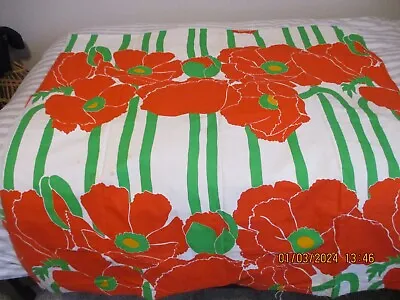 Vintage  Marimekko Fabric Poppy Bright Orange 2 1/4 Yards 45  Wide • $95