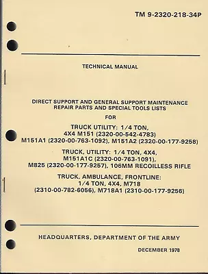 Historical Book Trailer Cargo: 3/4 Ton  M101 M116 Series Maint & Parts • $15