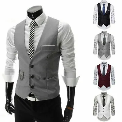 Mens Peaky Waistcoat Blinders Slim Check Herringbone Double Breasted Vest Sizes • £8.51