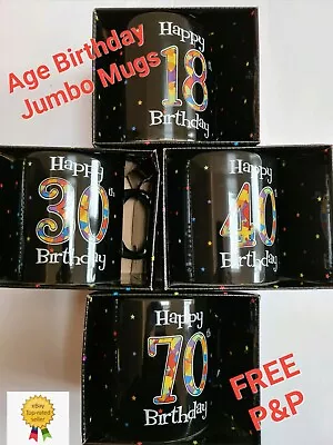 20oz Pint Jumbo Birthday Mug Age 30th 40th 50th 60th 65th 70th 80th Grandson Son • £8.49