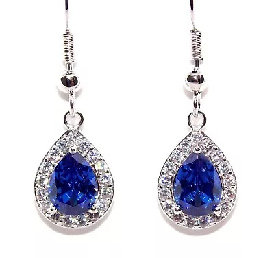 £24.99 • Buy Sterling Silver Tanzanite & Diamond 2.78ct Drop Earrings (925)
