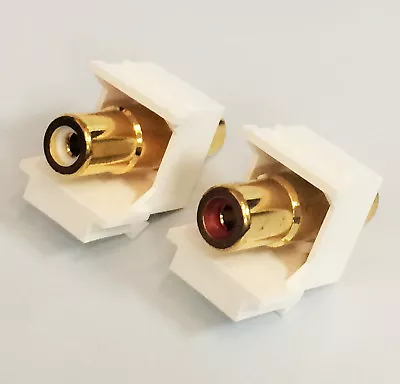 2 Pcs WHITE KEYSTONE RCA AUDIO CONNECTORS RED & WHITE COUPLER INSERT WALL PLATE  • $10.98