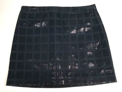 GAP Skirt Sz 2 Dark Navy Blue Lined Mini Shiny Square Pattern Straight • $7.99