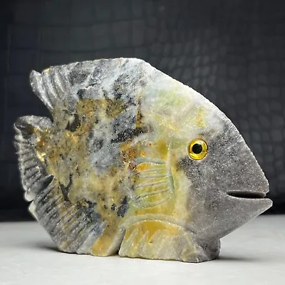 164g Natural Crystal Mineral Specimen. Amazon Stone. Hand-Carved Fish • $35.10