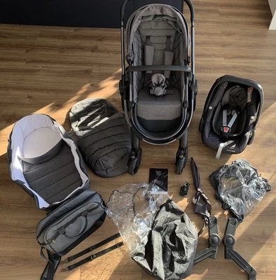 £650 • Buy ICandy Peach Dark Grey Twill Pushchair, Carry Cot & Maxi Cosi Car Seat
