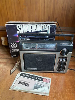 Vintage GE Super Radio II Portable AM/FM Long Range 7-2880 WORKS In BOX Booklet • $19