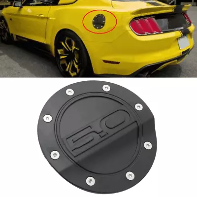 Black Fuel Filler Door Cover Gas Tank Cap Trim For Ford 2015-2018 Mustang GT 5.0 • $20.60