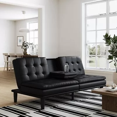 Mainstays 2241009W PillowTop Futon With Cupholder - Black • $350