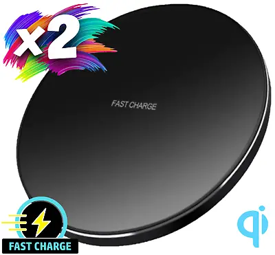 2 Pack Qi Fast Charge Wireless Charger Pad Dock Disc For Galaxy S9 S10 S20 S21 • $11.92