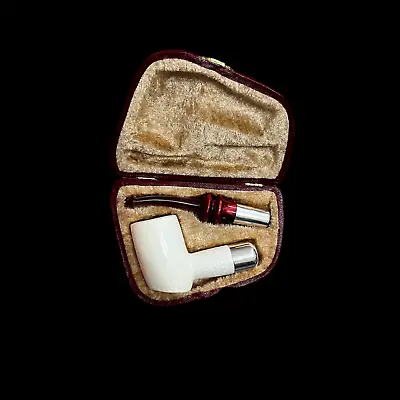 Block Meerschaum Pipe 925 Silver Unsmoked Smoking Tobacco Pipe W Case MD-325 • $210.33